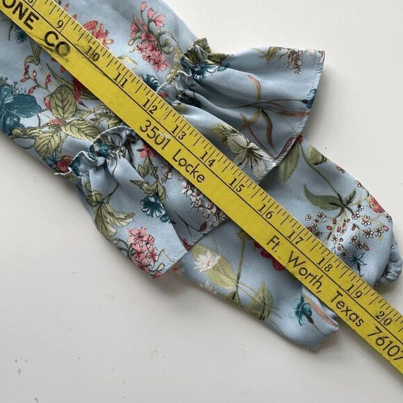 Sanctuary by Anthro Aisley Ballet Off Shoulder Bluebell Blue‎ Floral Top - Picture 5 of 10